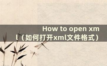 How to open xml（如何打开xml文件格式）